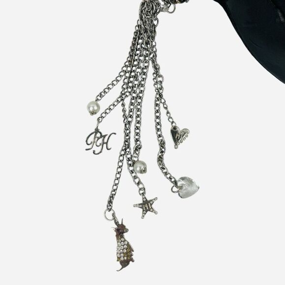 VTG 2000s Black Paris Hilton Chain Strap Mini Bag Purse Charms DISTRESSED WORN - Picture 6 of 16
